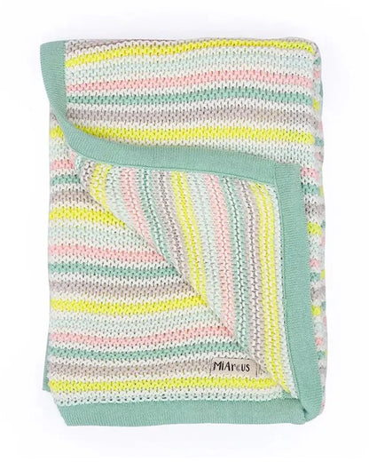 Mi Arcus Pearl Knitted Baby Blanket-Ultra Soft 100% Cotton-Multicolor-For Infants