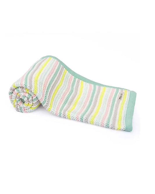 Mi Arcus Pearl Knitted Baby Blanket-Ultra Soft 100% Cotton-Multicolor-For Infants