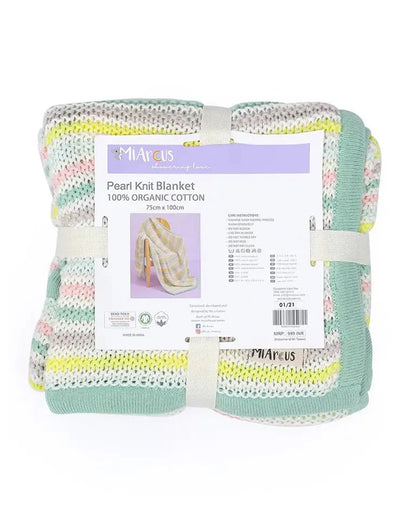 Mi Arcus Pearl Knitted Baby Blanket-Ultra Soft 100% Cotton-Multicolor-For Infants