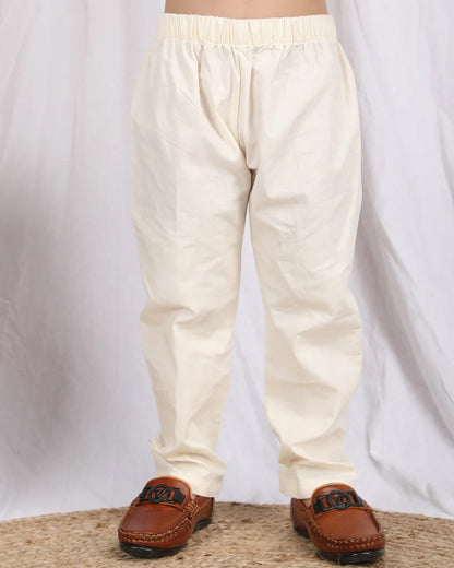 Polka Tots Mustard Kurta Pajama Set-Cotton-Embroidered-For Infants