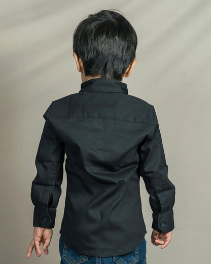 Polka Tots Black Shirt with Bow-Cotton-Solid-For Infants