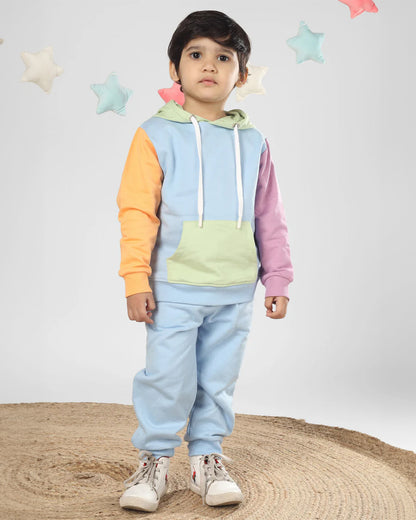 Polka Tots Multicolor Winter Wear Hoodie & Jogger Set-Solid-Solid-For Infants