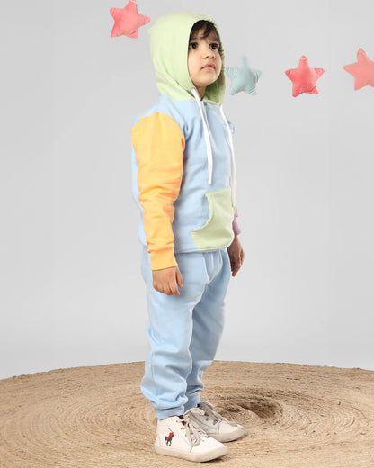 Polka Tots Multicolor Winter Wear Hoodie & Jogger Set-Solid-Solid-For Infants