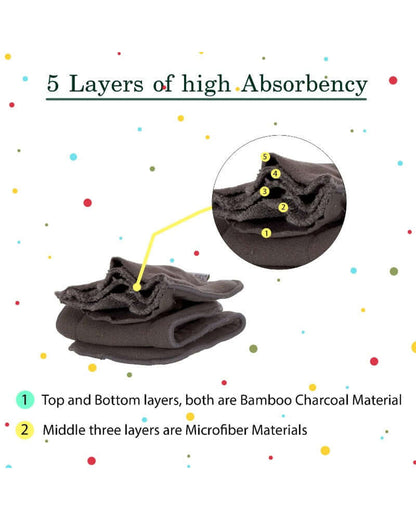 Polka Tots Bamboo Charcoal Insert For Reusable Cloth Diaper-Washable & Reusable-Pack of 2