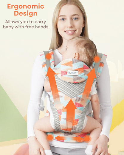 Polka Tots 3 in 1 Baby Carrier-With 3 Carrying Positions-Breathable Mesh Fabric-Adjustable Waist Belt-For 3M to 2Y (Upto 20kg)-Multicolor