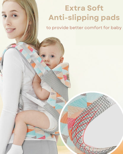 Polka Tots 3 in 1 Baby Carrier-With 3 Carrying Positions-Breathable Mesh Fabric-Adjustable Waist Belt-For 3M to 2Y (Upto 20kg)-Multicolor