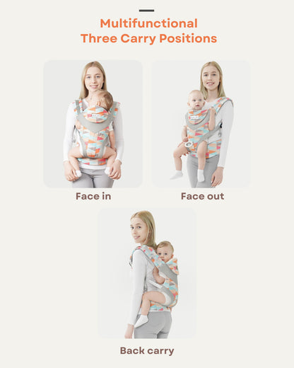 Polka Tots 3 in 1 Baby Carrier-With 3 Carrying Positions-Breathable Mesh Fabric-Adjustable Waist Belt-For 3M to 2Y (Upto 20kg)-Multicolor