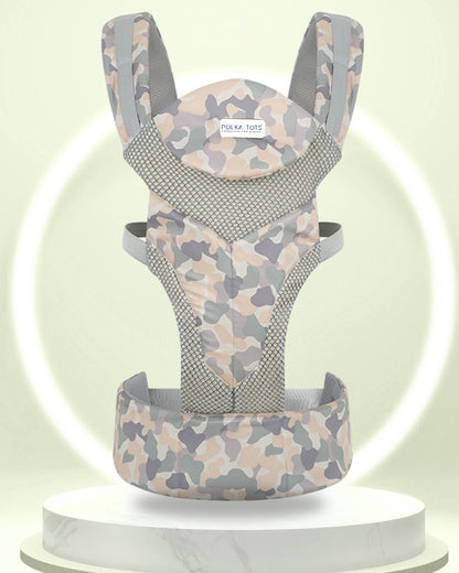 Polka Tots 3 in 1 Baby Carrier-With 3 Carrying Positions-Breathable Mesh Fabric-Adjustable Waist Belt-For 3M to 2Y (Upto 20kg)-Cream