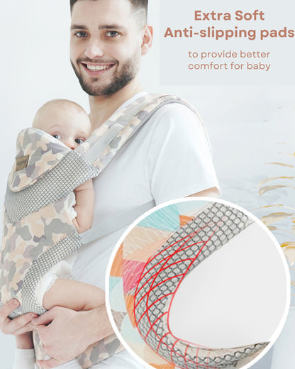 Polka Tots 3 in 1 Baby Carrier-With 3 Carrying Positions-Breathable Mesh Fabric-Adjustable Waist Belt-For 3M to 2Y (Upto 20kg)-Cream