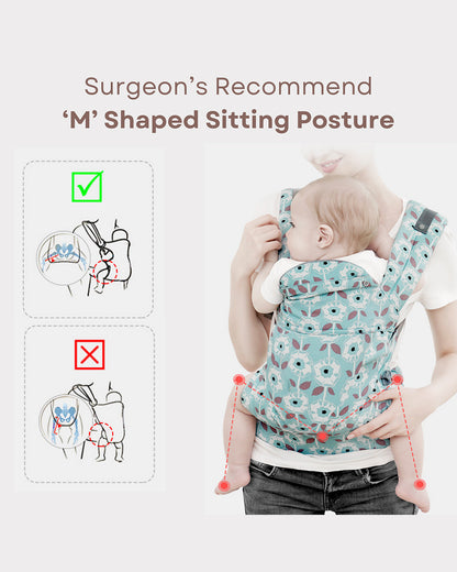 Polka Tots Ergonomic Baby Carrier-With 3 Carrying Positions-Ergonomic M Shape Seat-Adjustable Waist Belt-For 3M to 2Y (Upto 20kg)-Green