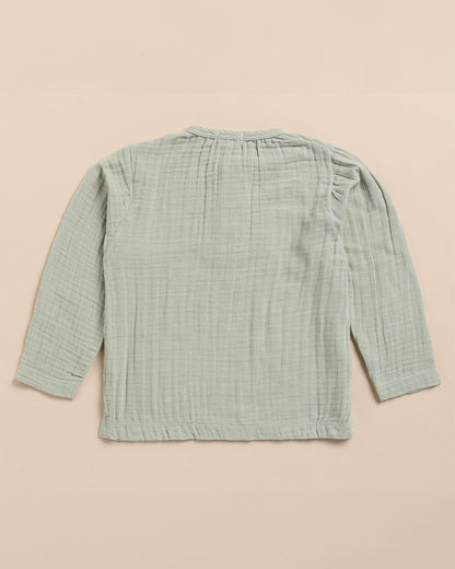 Cot & Candy Sage Shirt & Jogger Set-Organic Muslin-Solid-For Infants