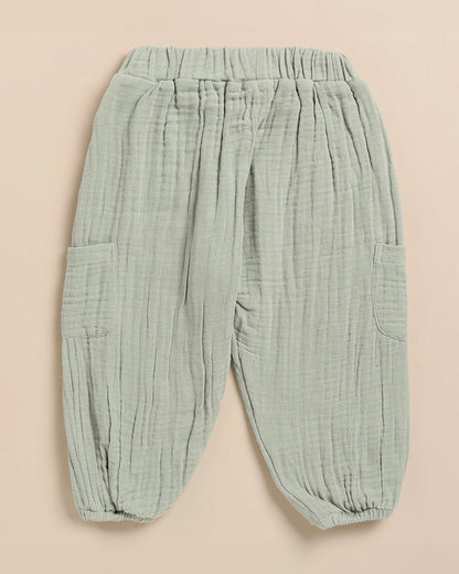 Cot & Candy Sage Shirt & Jogger Set-Organic Muslin-Solid-For Infants
