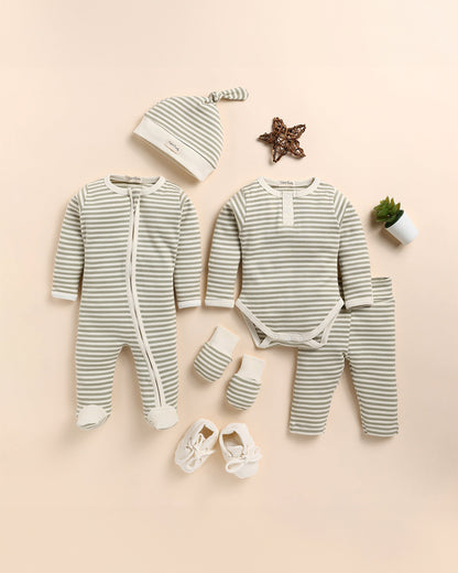 Cot & Candy Baby Newborn Clothing Gift Set-Homecoming Full Sleeves Bodysuit Set-Pack of 6-Dewkist Stripe-For Baby Shower