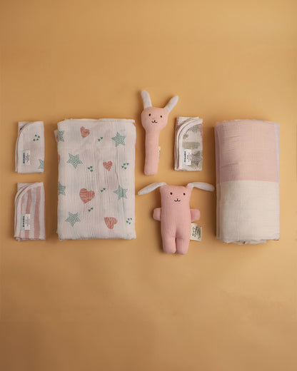 Abracadabra Baby Shower Essential Gift Set-Stars & Hearts-Pack of 7-For Newborn
