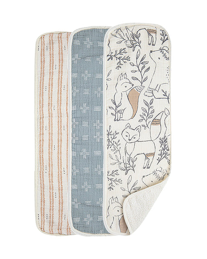 Crane Baby Burp Cloth Set-With Soft Muslin Front & Terry Back-Super Absorbent-Lightweight & Hypoallergenic-Ezra-Pack of 3-For Infants