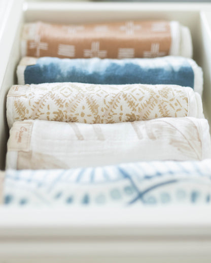 Crane Baby Burp Cloth Set-With Soft Muslin Front & Terry Back-Super Absorbent-Lightweight & Hypoallergenic-Ezra-Pack of 3-For Infants