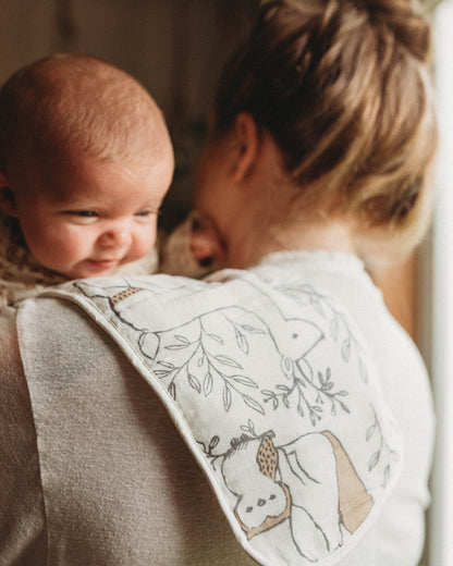 Crane Baby Burp Cloth Set-With Soft Muslin Front & Terry Back-Super Absorbent-Lightweight & Hypoallergenic-Ezra-Pack of 3-For Infants