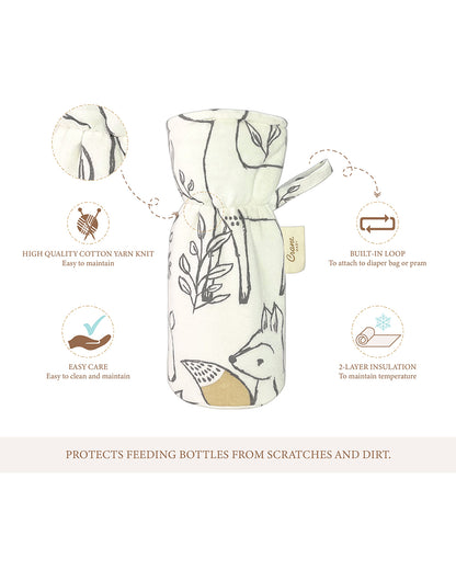 Crane Baby Feeding Bottle Warmer/Cover-With Sherpa Lining-2 Hour Heat Insulation-Fits upto 300 ml Bottle-Ezra-Pack of 2