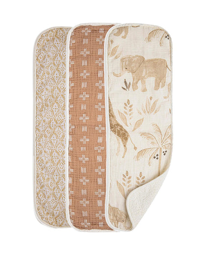 Crane Baby Burp Cloth Set-With Soft Muslin Front & Terry Back-Super Absorbent-Lightweight & Hypoallergenic-Kendi-Pack of 3-For Infants