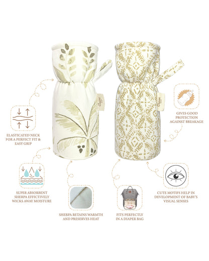 Crane Baby Feeding Bottle Warmer/Cover-With Sherpa Lining-2 Hour Heat Insulation-Fits upto 300 ml Bottle-Kendi-Pack of 2