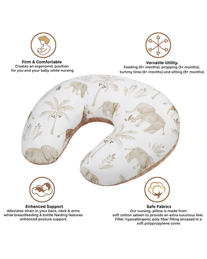 Crane Baby Feeding & Nursing Pillow-With Cotton Satin Cover & Poly Fiber Filling-Hypoallergenic-Alleviate Strain-Kendi-For Nursing