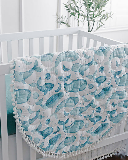 Crane Baby Caspian Play Mat-100% Cotton Quilted Baby Playmat-Comfort, Safety & Visual Stimulation-For Infants-0 to 12M