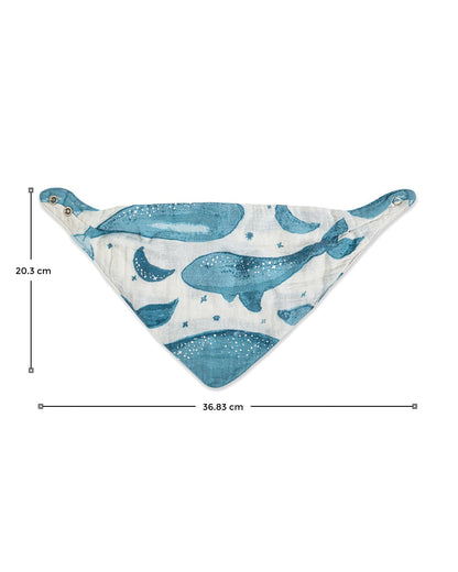 Crane Baby Muslin Bandana Bibs-With 4 Layer Cotton Muslin-High Absorbency-Adjustable Snap Button Closure-Hypoallergenic-Caspian-Pack of 3-For Infants