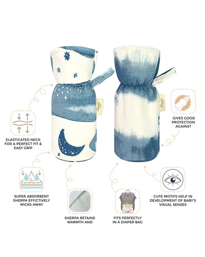 Crane Baby Feeding Bottle Warmer/Cover-With Sherpa Lining-2 Hour Heat Insulation-Fits upto 300 ml Bottle-Caspian-Pack of 2