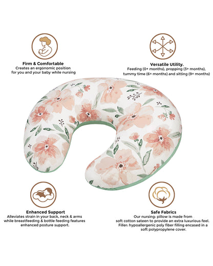 Crane Baby Feeding & Nursing Pillow-With Cotton Satin Cover & Poly Fiber Filling-Hypoallergenic-Alleviate Strain-Parker-For Nursing