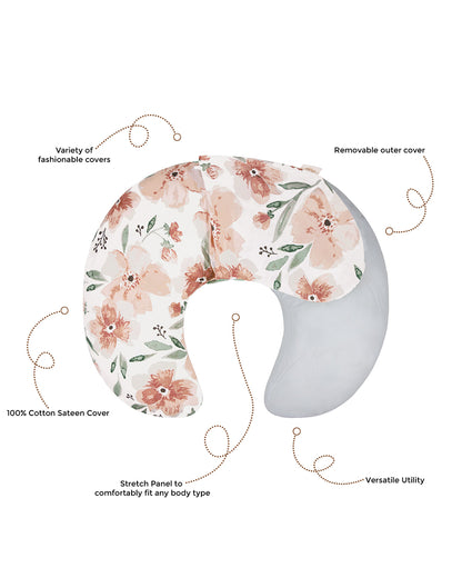 Crane Baby Feeding & Nursing Pillow-With Cotton Satin Cover & Poly Fiber Filling-Hypoallergenic-Alleviate Strain-Parker-For Nursing