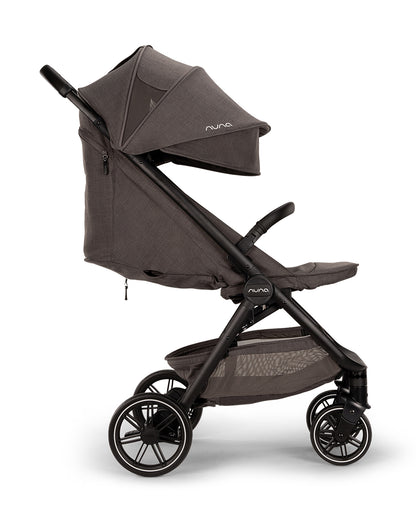 Nuna TRVL LX Lightweight Baby Stroller-With Cup Holder-One Hand Fold-Big Rear Wheels-Car Seat Compatible-Includes Rain Cover & Travel Bag-2 Years Warranty-Pram for 0 to 4Y (Upto 22Kg)-Thunder