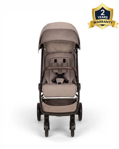 Nuna TRVL LX Lightweight Baby Stroller-With Cup Holder-One Hand Fold-Big Rear Wheels-Car Seat Compatible-Includes Rain Cover & Travel Bag-2 Years Warranty-Pram for 0 to 4Y (Upto 22Kg)-Cedar