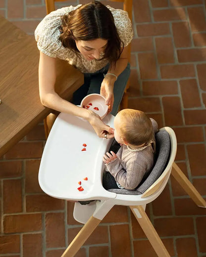 Nuna Bryn Baby High Chair-With Removable Seat Pad & Child Tray-Tool Free Assembly-Made From Premium Black Walnut & Maple Woods-For 6M+ (Upto 100 Kg)-Sanderson