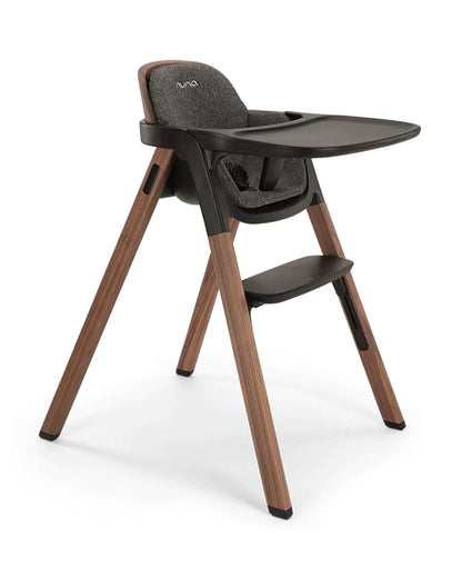 Nuna Bryn Baby High Chair-With Removable Seat Pad & Child Tray-Tool Free Assembly-Made From Premium Black Walnut & Maple Woods-For 6M+ (Upto 100 Kg)-Sanderson