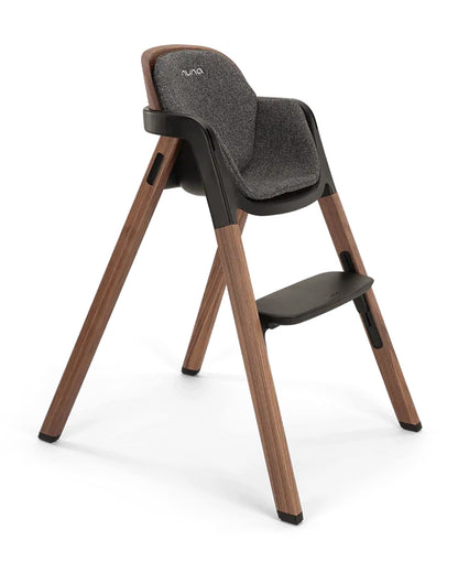 Nuna Bryn Baby High Chair-With Removable Seat Pad & Child Tray-Tool Free Assembly-Made From Premium Black Walnut & Maple Woods-For 6M+ (Upto 100 Kg)-Sanderson