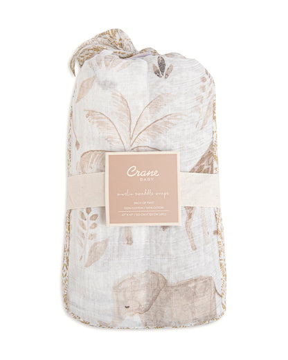 Crane Baby Kendi Swaddles-100% Cotton Muslin-Diamond & Kendi Print-Pack of 2-Infant Wraps