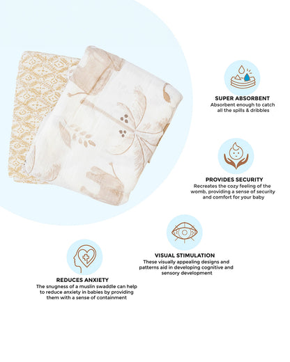 Crane Baby Kendi Swaddles-100% Cotton Muslin-Diamond & Kendi Print-Pack of 2-Infant Wraps