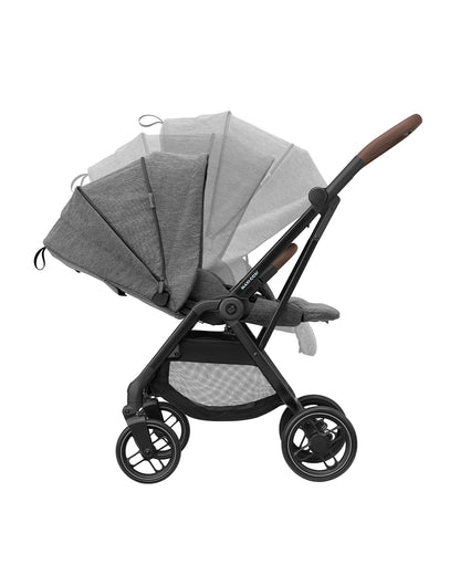 Maxi Cosi Leona 2 Baby Stroller-Height Adjustable Backrest, Reversible & Flat Reclining Seat-One Hand Fold-Travel System Compatible-6 Months Warranty-For 0 to 4Y (Upto 22 Kg)-Select Grey