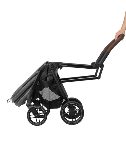 Maxi Cosi Leona 2 Baby Stroller-Height Adjustable Backrest, Reversible & Flat Reclining Seat-One Hand Fold-Travel System Compatible-6 Months Warranty-For 0 to 4Y (Upto 22 Kg)-Select Grey
