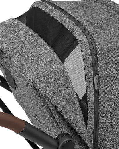 Maxi Cosi Leona 2 Baby Stroller-Height Adjustable Backrest, Reversible & Flat Reclining Seat-One Hand Fold-Travel System Compatible-6 Months Warranty-For 0 to 4Y (Upto 22 Kg)-Select Grey