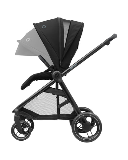 Maxi Cosi Street Baby Stroller-Height Adjustable Parent Handle Bar-Reversible & Flat Reclining Seat-One Hand Fold-Travel System Compatible-6 Months Warranty-For 0 to 4Y (Upto 22 Kg)-Black