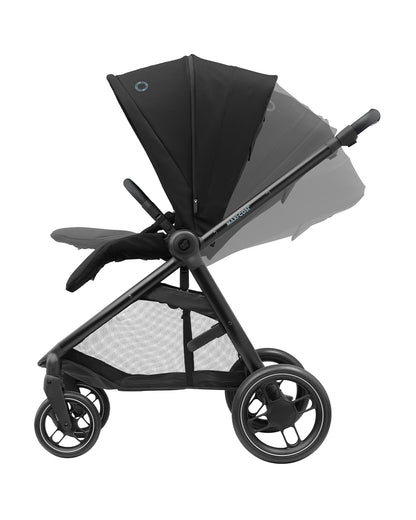 Maxi Cosi Street Baby Stroller-Height Adjustable Parent Handle Bar-Reversible & Flat Reclining Seat-One Hand Fold-Travel System Compatible-6 Months Warranty-For 0 to 4Y (Upto 22 Kg)-Black