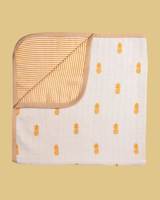 Masilo Pineapple Bliss Muslin Baby Blanket-GOTS Certified Organic Cotton-For Infants