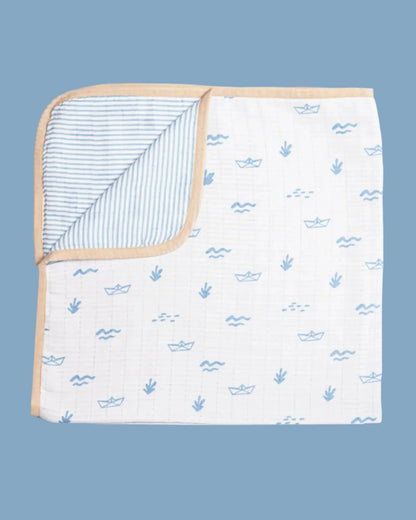 Masilo Sea Breeze Muslin Baby Blanket-GOTS Certified Organic Cotton-For Infants