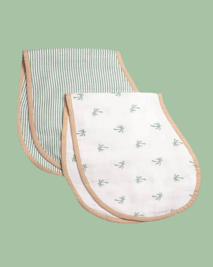 Masilo Organic Muslin Burp Cloth Set-Doubles as a Bib-Super Absorbent & Fast Drying-Palm Paradise-Pack of 2-For Infants