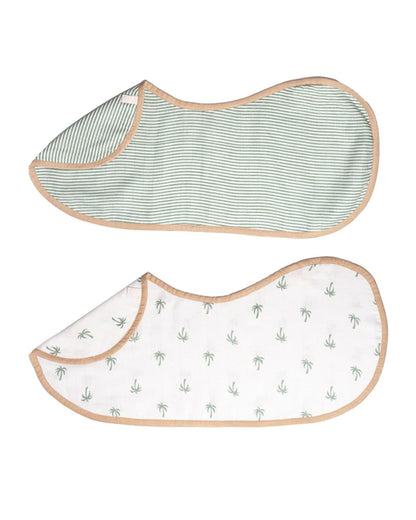 Masilo Organic Muslin Burp Cloth Set-Doubles as a Bib-Super Absorbent & Fast Drying-Palm Paradise-Pack of 2-For Infants