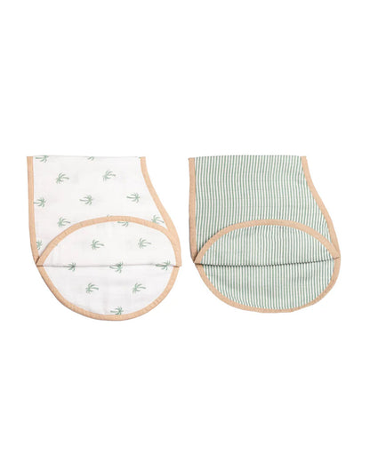 Masilo Organic Muslin Burp Cloth Set-Doubles as a Bib-Super Absorbent & Fast Drying-Palm Paradise-Pack of 2-For Infants