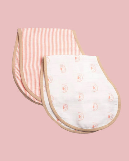 Masilo Organic Muslin Burp Cloth Set-Doubles as a Bib-Super Absorbent & Fast Drying-Over the Rainbow-Pack of 2-For Infants