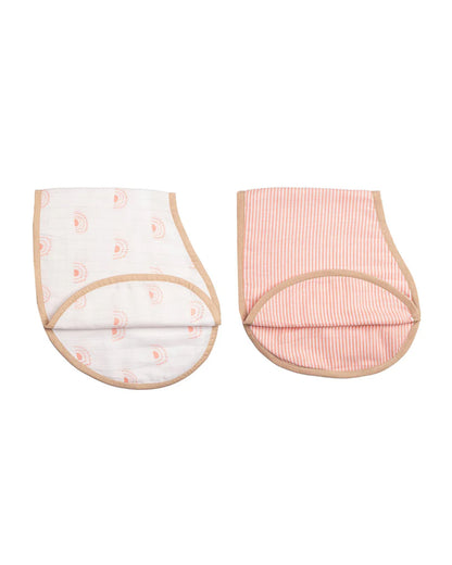 Masilo Organic Muslin Burp Cloth Set-Doubles as a Bib-Super Absorbent & Fast Drying-Over the Rainbow-Pack of 2-For Infants