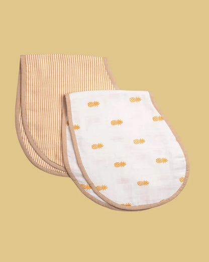 Masilo Organic Muslin Burp Cloth Set-Doubles as a Bib-Super Absorbent & Fast Drying-Pineapple Bliss-Pack of 2-For Infants